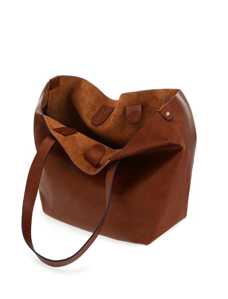 Kahve Deri Tote Çanta Small