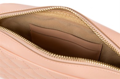 Kapitone Desenli Askılı Deri Çanta Açık Somon Pembe