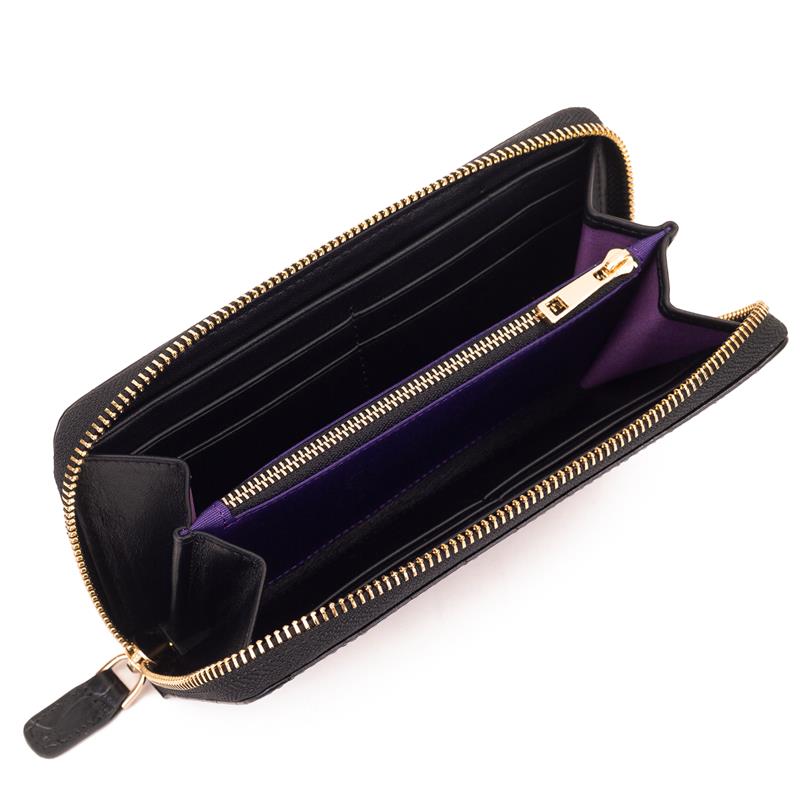 Kroko Baskılı Deri Dikdörtgen Cüzdan Siyah