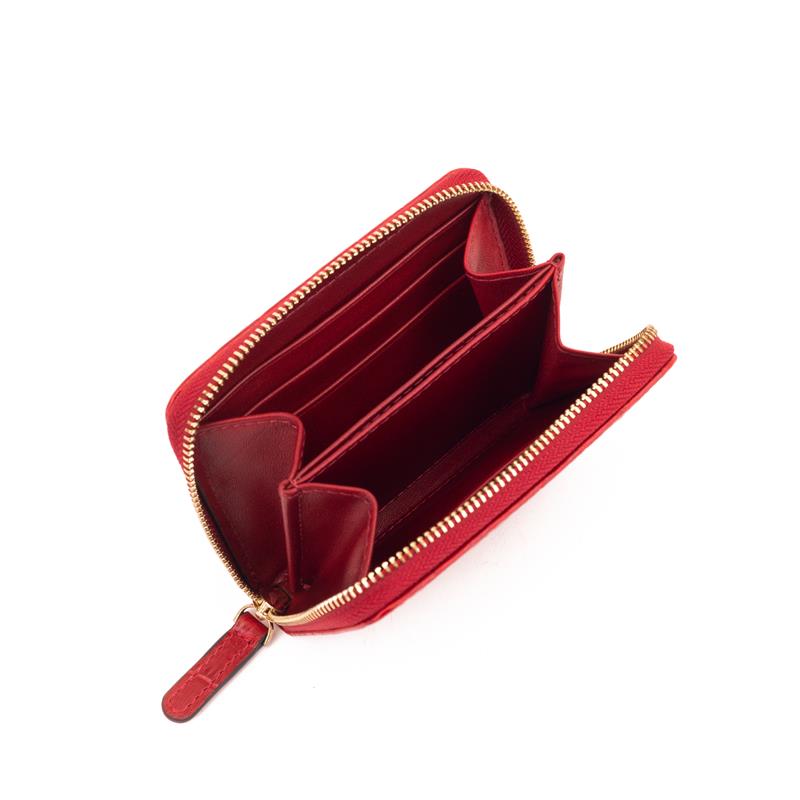 Kroko Deri Mini Cüzdan Kırmızı