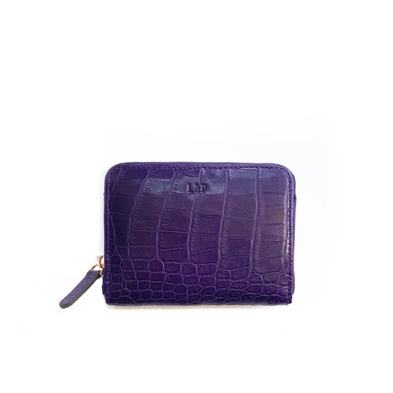 Kroko Deri Mini Cüzdan Mor