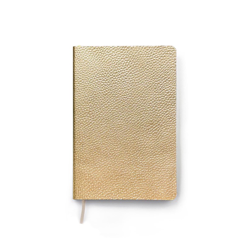 Küçük Boy Dore Deri Defter 9 x 14 Çizgisiz