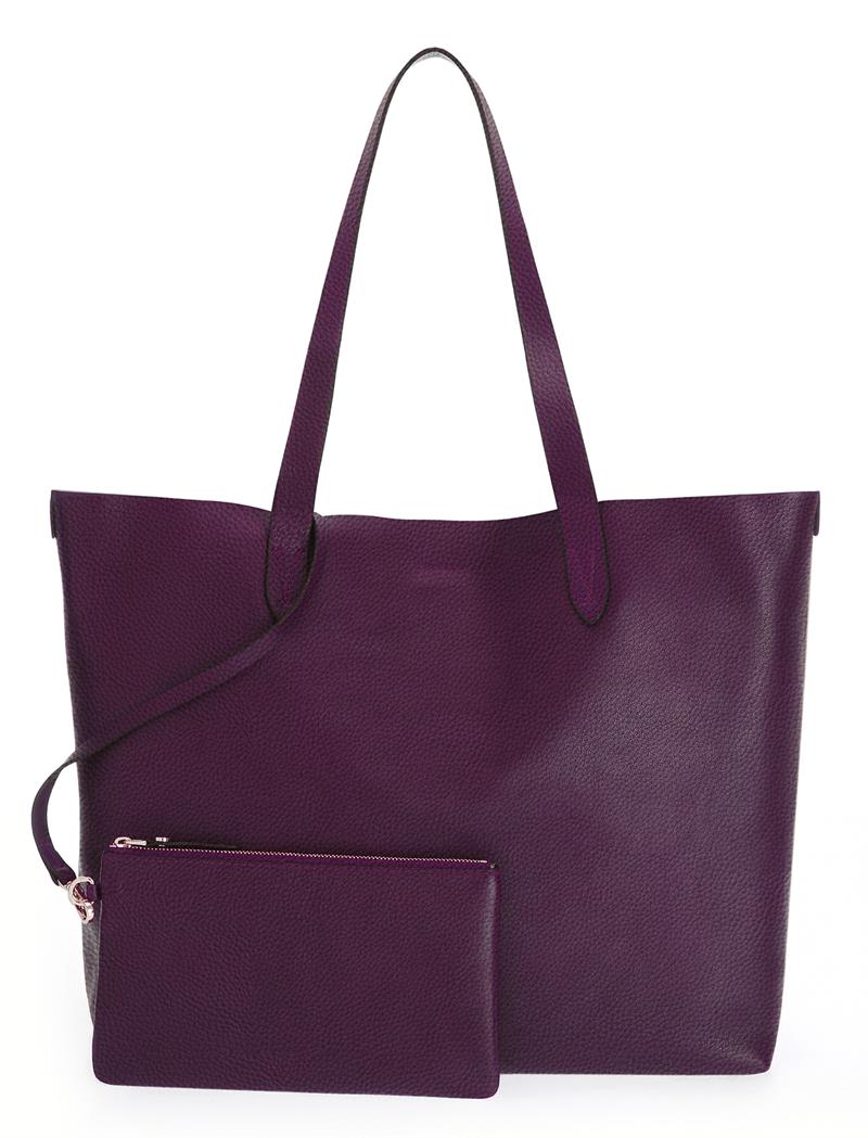 Mürdüm Deri Tote Çanta Classic