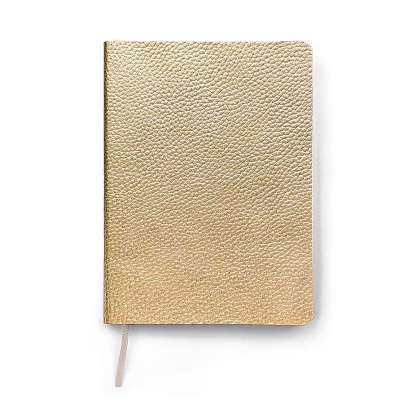 Orta Boy Dore Deri Defter 12 x 17 Çizgisiz