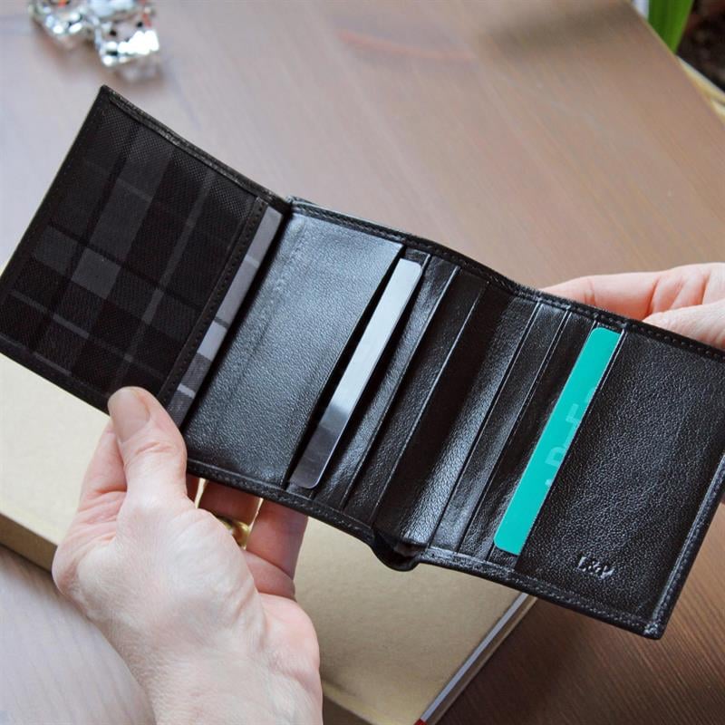 Siyah Deri Cüzdan Kimlik Cepli Hediye Kutusu