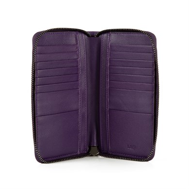 Tutma Saplı Dokulu Deri Portföy Cüzdan Mor