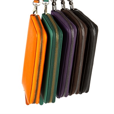 Tutma Saplı Dokulu Deri Portföy Cüzdan Mor