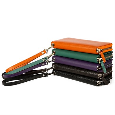 Tutma Saplı Kroko Baskı Deri Portföy Cüzdan Kahve