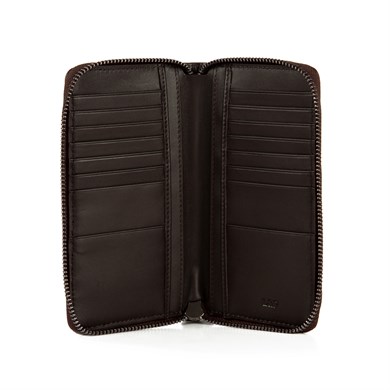 Tutma Saplı Kroko Baskı Deri Portföy Cüzdan Kahve