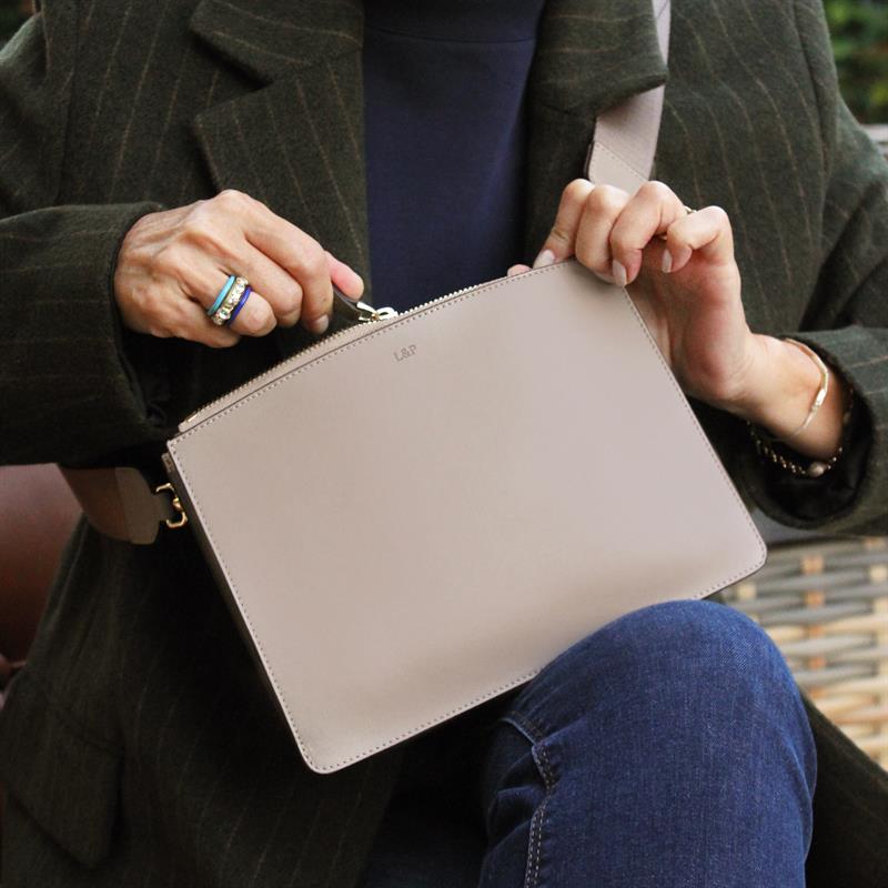 Vizon Çapraz Askılı Deri Clutch Çanta