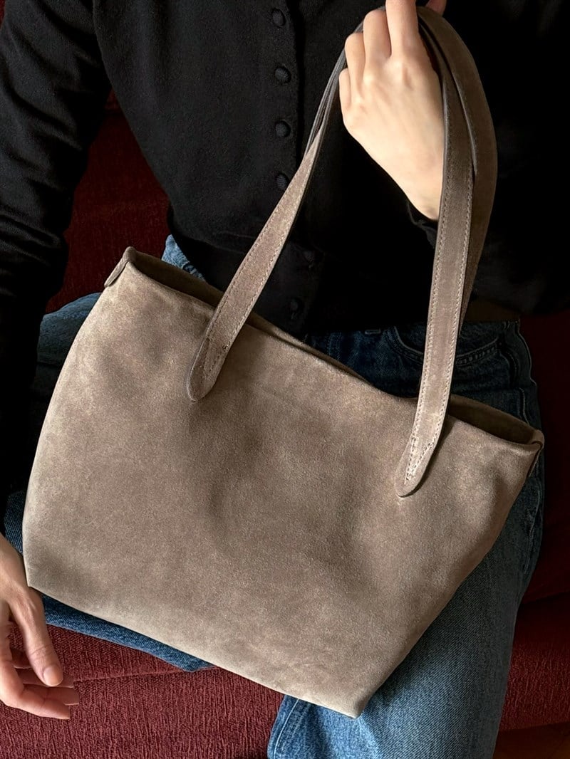 Vizon Süet Deri Tote Çanta Small