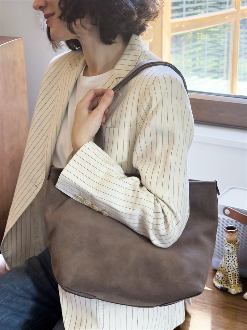 Vizon Süet Deri Tote Çanta Small