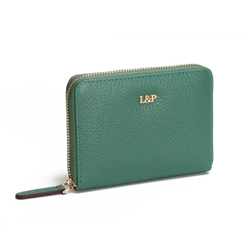 Zümrüt Yeşil Deri Mini Cüzdan ve Kalp Anahtarlık Hediye Kutusu
