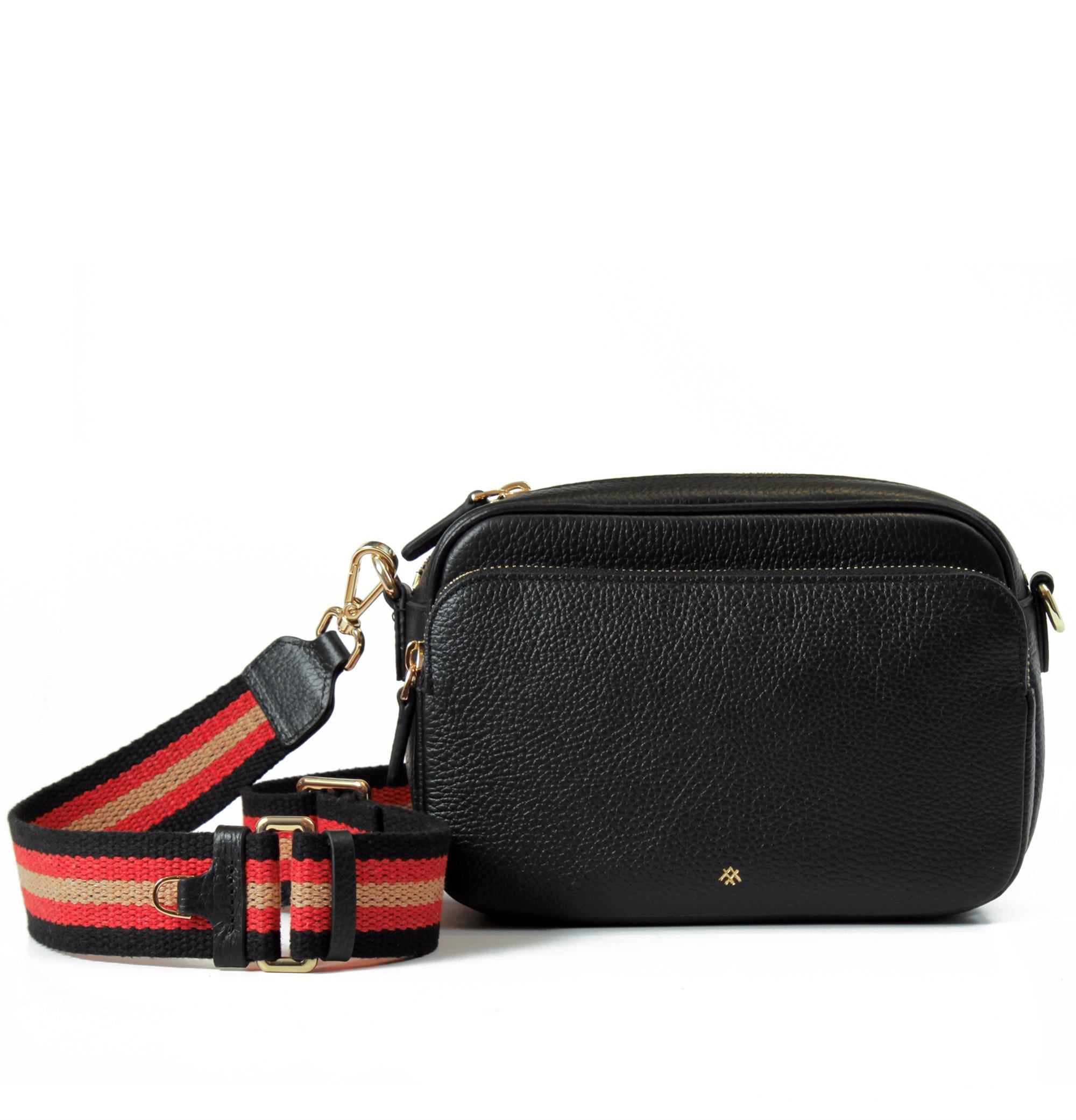 KANVAS ASKILI DERİ CROSSBODY ÇANTA SİYAH