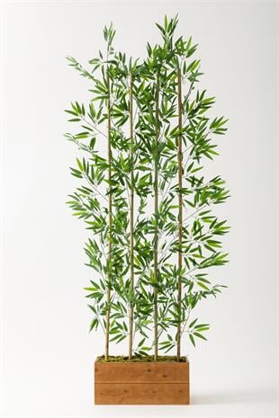 Yapay Bambu Seperatör 200 Cm Ahşap Kahverengi Saksı