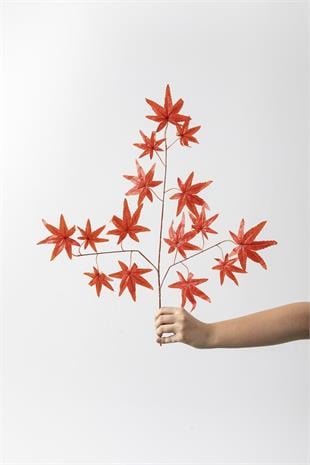 Yapay Çınar Yaprağı Demeti 12li Turuncu