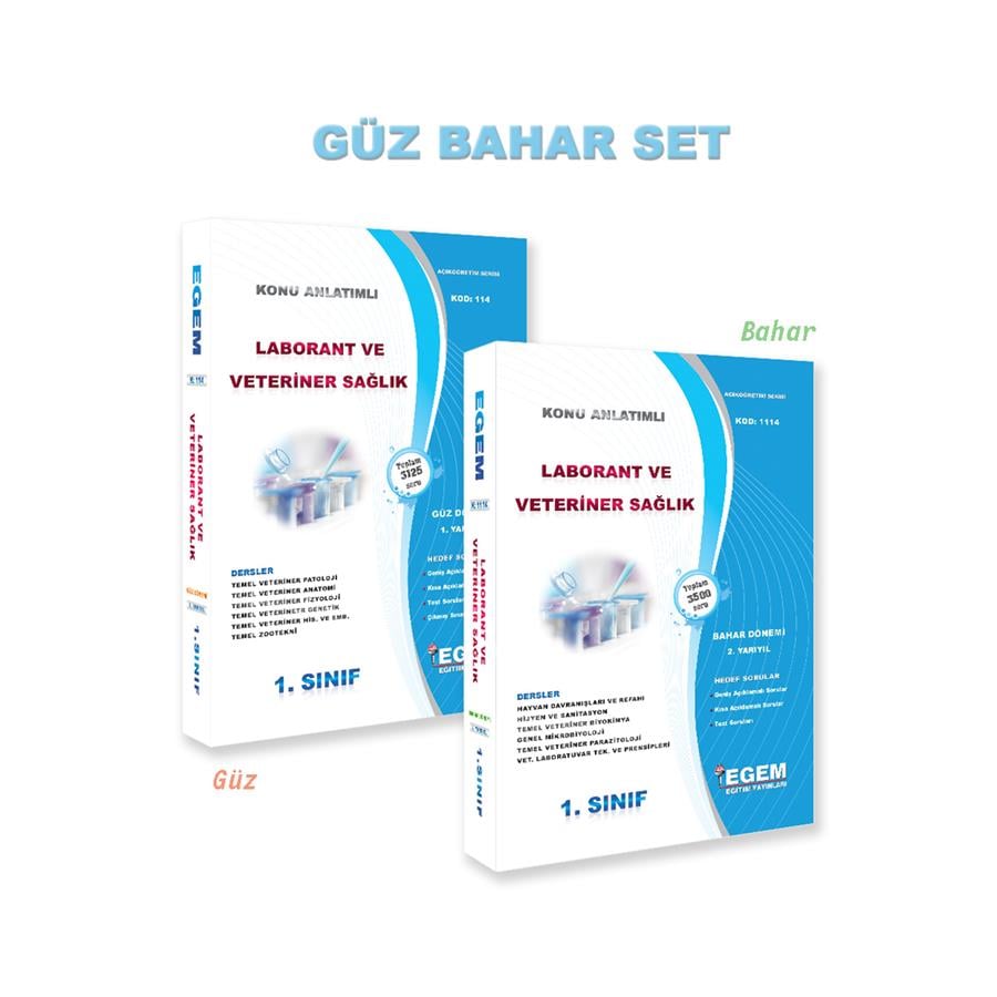 AÖF 1. SINIF LABORANT VETERİNER SAĞLIK GÜZ VE BAHAR DÖNEMİ 1. VE 2. YARIYIL KONU ANLATIMLI SORU BANKASI (SET)
