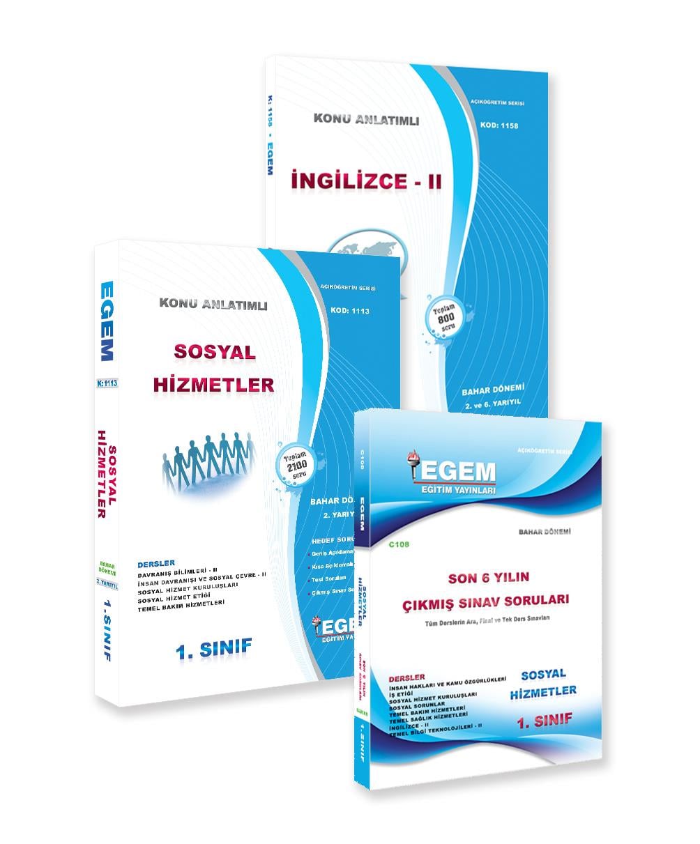 AÖF 1. SINIF SOSYAL HİZMETLER BAHAR DÖNEMİ 2. YARIYIL KONU ANLATIMLI SORU BANKASI (SET)
