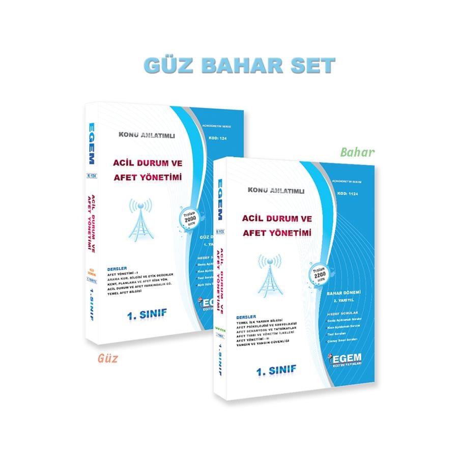 AÖF 1.SINIF ACİL DURUM ve AFET YÖNETİMİ GÜZ VE BAHAR DÖNEMİ 1. VE 2. YARIYIL KONU ANLATIMLI SORU BANKASI (SET)