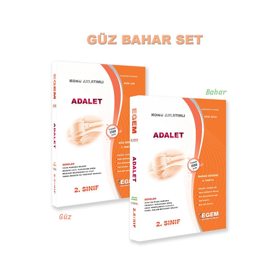 AÖF 2. SINIF ADALET GÜZ VE BAHAR DÖNEMİ 3. VE 4. YARIYIL KONU ANLATIMLI SORU BANKASI (SET)