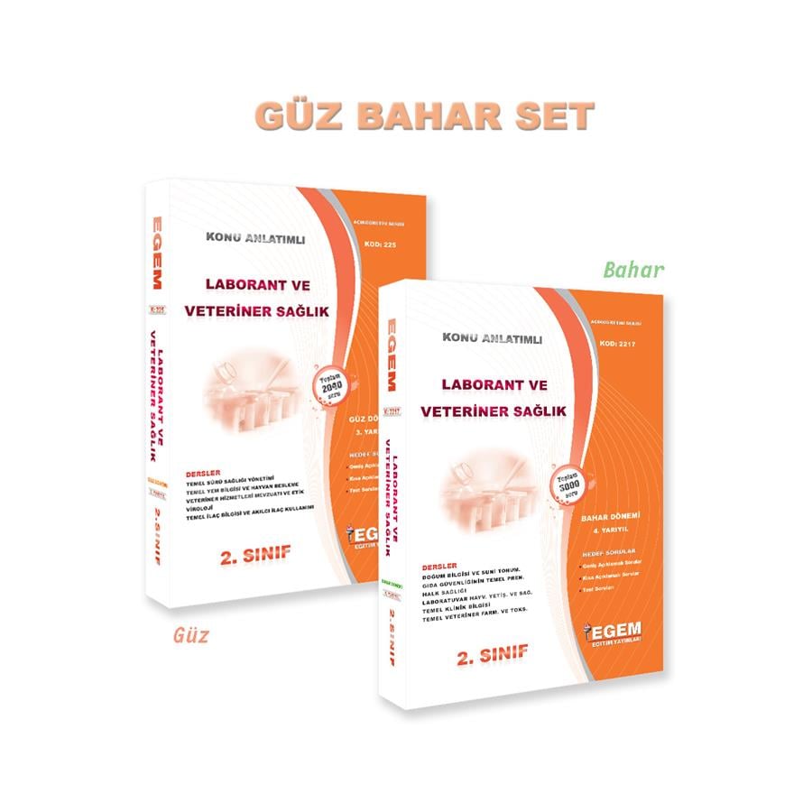 AÖF 2. SINIF LABORANT VETERİNER SAĞLIK  GÜZ VE BAHAR DÖNEMİ 3. VE 4. YARIYIL KONU ANLATIMLI SORU BANKASI (SET)