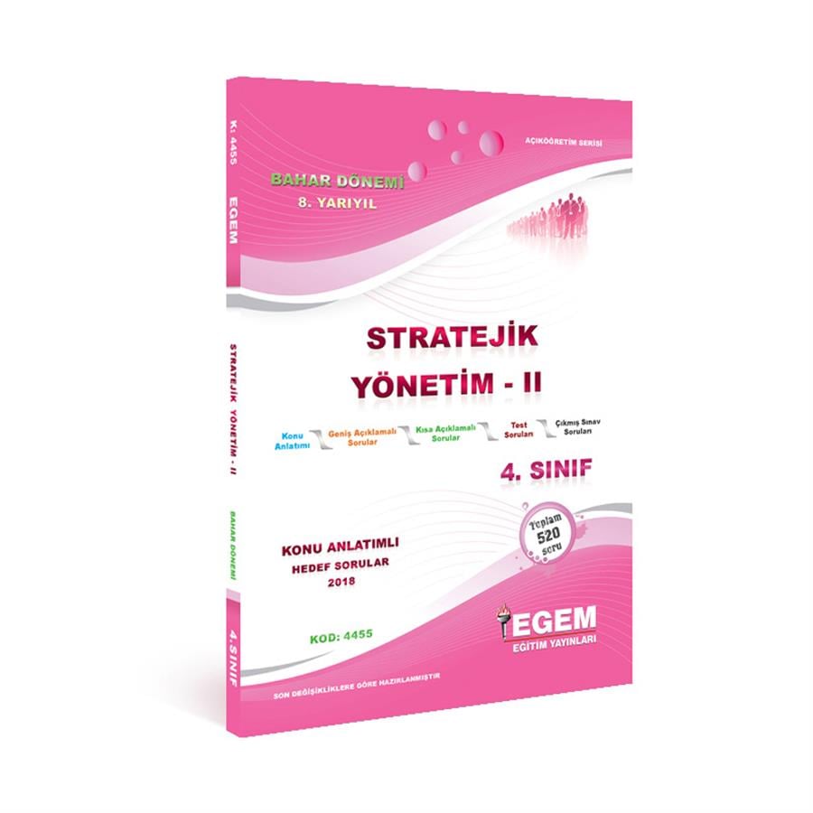 AÖF 4. SINIF STRATEJİK YÖNETİM-II BAHAR DÖNEMİ 8. YARIYIL  KONU ANLATIMLI SORU BANKASI