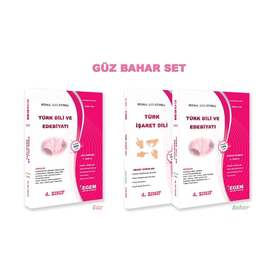 AÖF 4. SINIF TÜRK DİLİ ve EDEBİYATI GÜZ VE BAHAR DÖNEMİ 7. VE 8. YARIYIL KONU ANLATIMLI SORU BANKASI (SET)