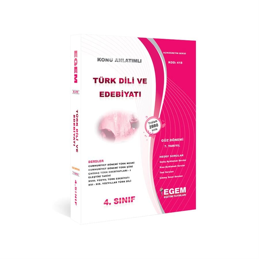 AÖF 4. SINIF TÜRK DİLİ VE EDEBİYATI GÜZ DÖNEMİ 7. YARIYIL KONU ANLATIMLI SORU BANKASI