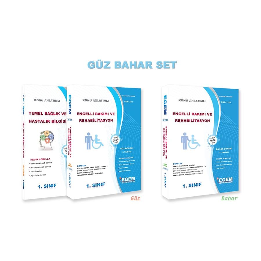 AÖF 1. SINIF ENGELLİ BAKIMI VE REHABİLİTASYON  GÜZ VE BAHAR DÖNEMİ 1. VE 2. YARIYIL KONU ANLATIMLI SORU BANKASI (SET)