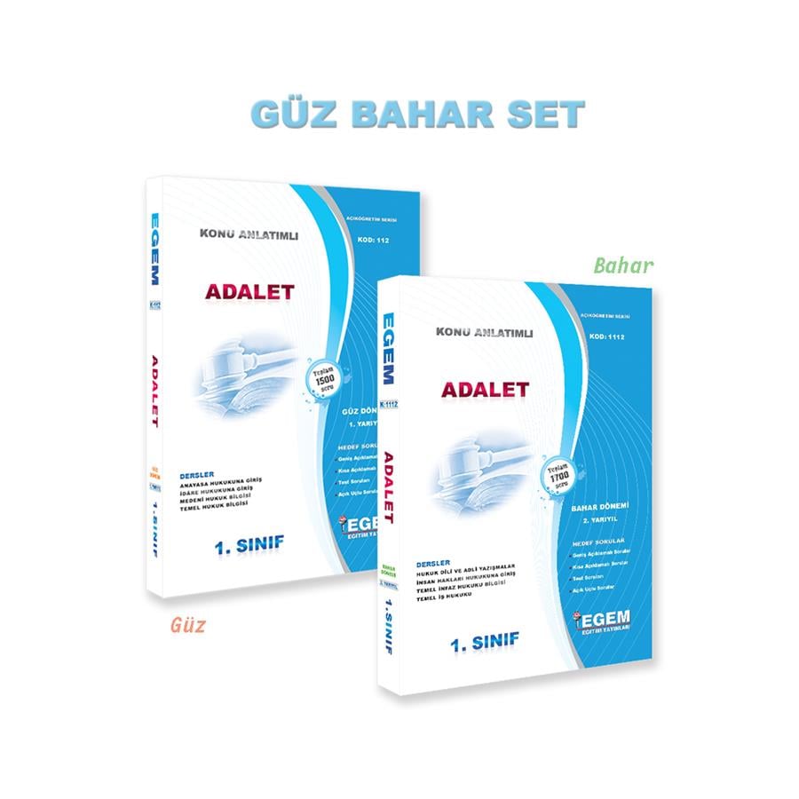 AÖF 1.SINIF ADALET GÜZ-BAHAR DÖNEMİ 1. VE 2. YARIYIL KONU ANLATIMLI SORU BANKASI (SET)