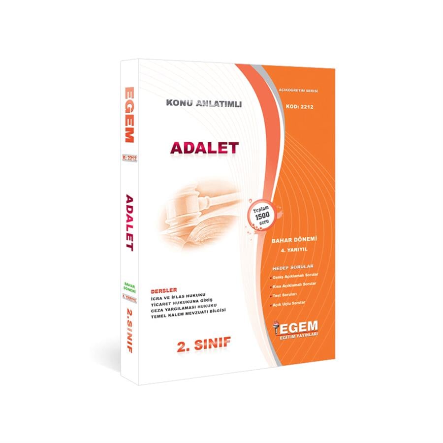AÖF 2. SINIF ADALET BAHAR DÖNEMİ 4. YARIYIL  KONU ANLATIMLI SORU BANKASI 