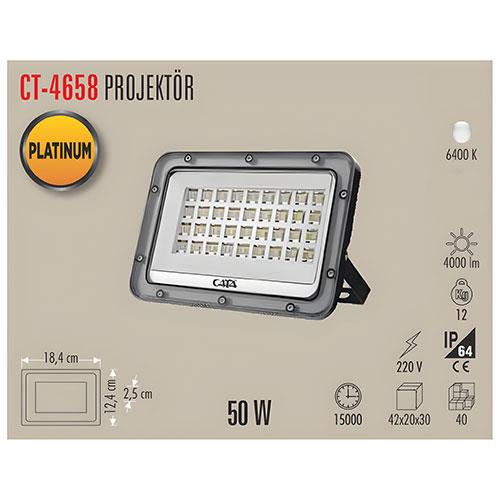 50w Slim Led Projektör Beyaz Ct-4658