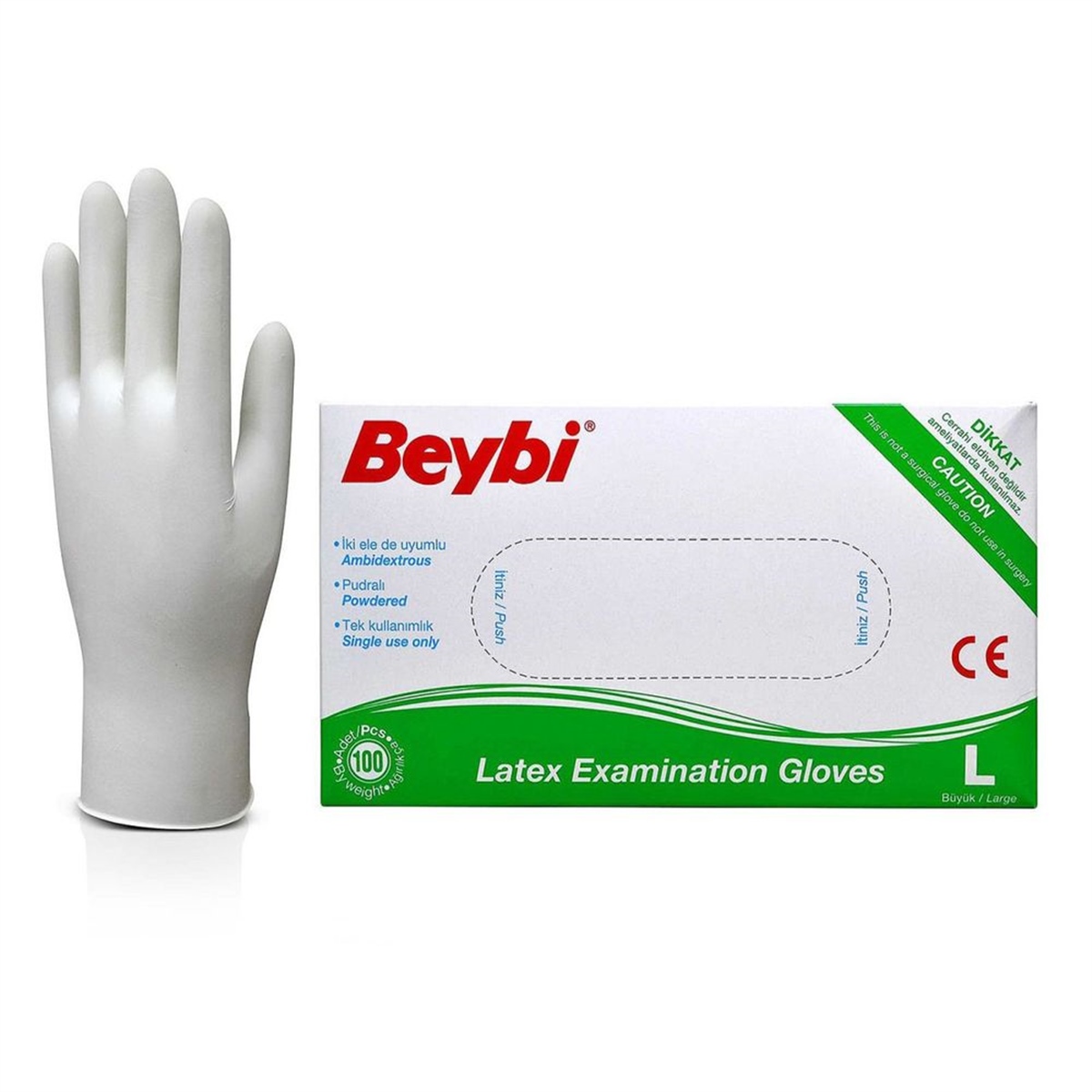 BEYBİ MUAYENE ELDİVENİ PUDRALI BEYAZ L 