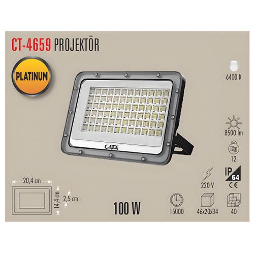 CT-4659 100W Slim Led Projektör Beyaz