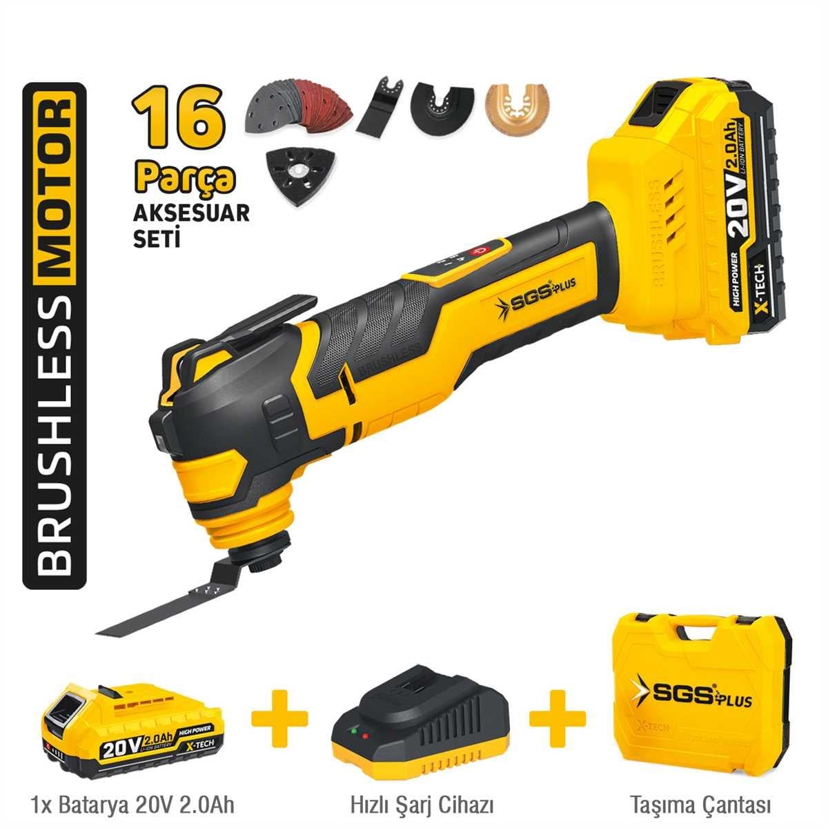 Sgs Akülü Multi-Tools Kesici Ve Raspalama Makinesi 20V 1*2.0Ah SGS5435