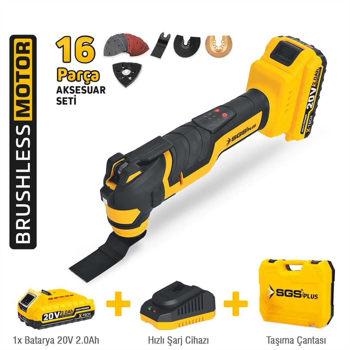 Sgs Akülü Multi-Tools Kesici Ve Raspalama Makinesi 20V 1*2.0Ah SGS5435