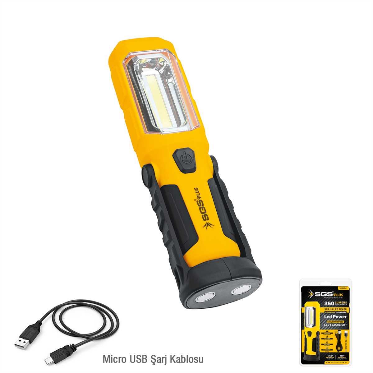 Sgs Şarjlı Led Fener 350Lmn 3.7V/1200 mAH SGS5054