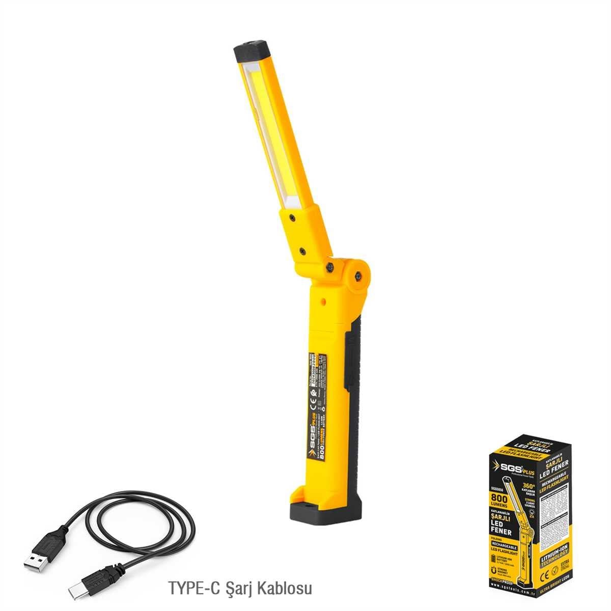 Sgs Şarjlı Led Fener 800Lmn Katlanır 3.7V/ 2000 mAH SGS5056