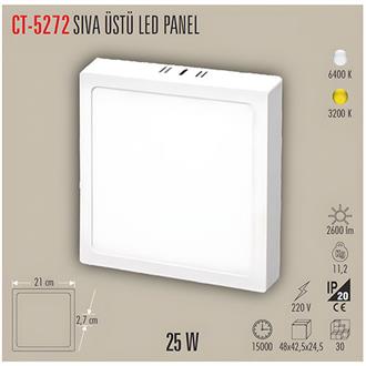 25w Sıva Üstü Panel Led Armatür Kare Ct-5272