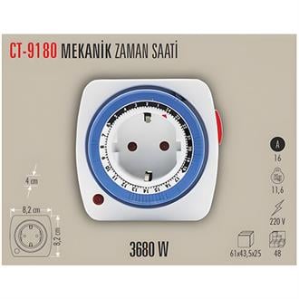 Cata Mekanik Zaman Saati 3680W/16A CT-9180