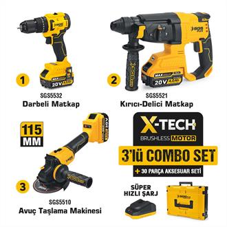 Sgs Combo Set Üç Parça (Darbeli Matkap-Kırıcı Delici Matkap-Avuç Taşlama) SGS5450