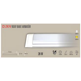 Yatay 60cm Armatür Beyaz 20w CT-2474