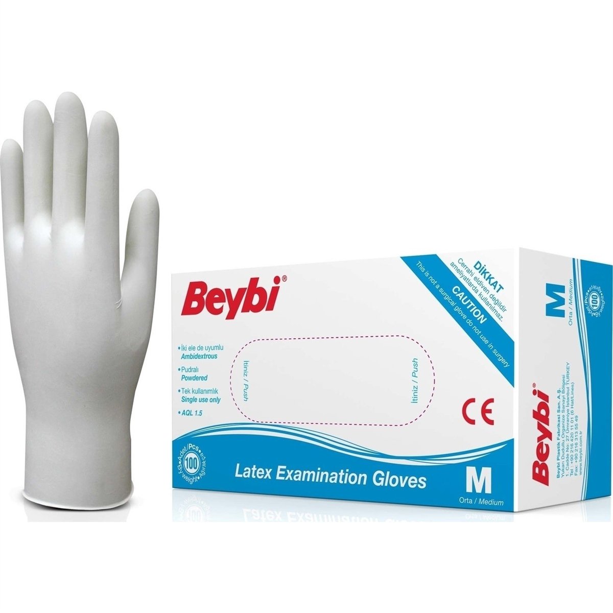 BEYBİ MUAYENE ELDİVENİ PUDRALI BEYAZ M