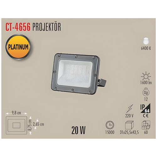 CT-4656 20W Led Projektör Beyaz