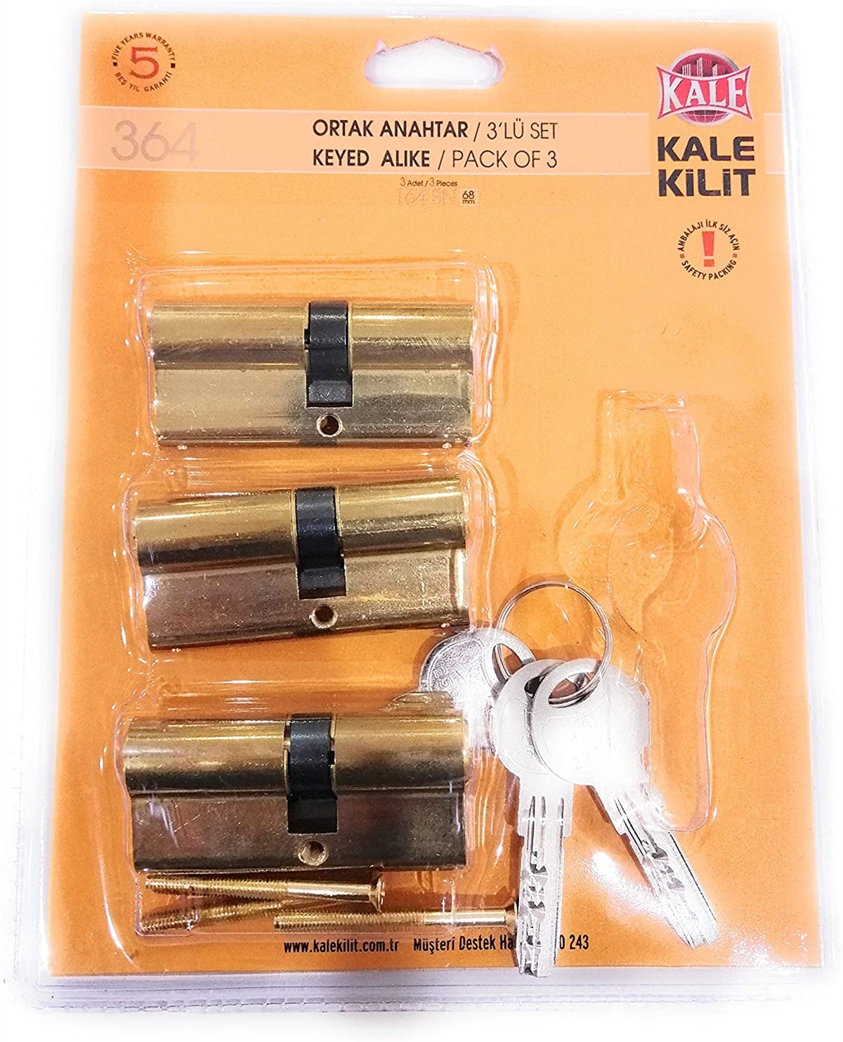 KALE SİSTEM BAREL ÜÇLÜ PAS SİSTEM SARI 68mm (K364-2)