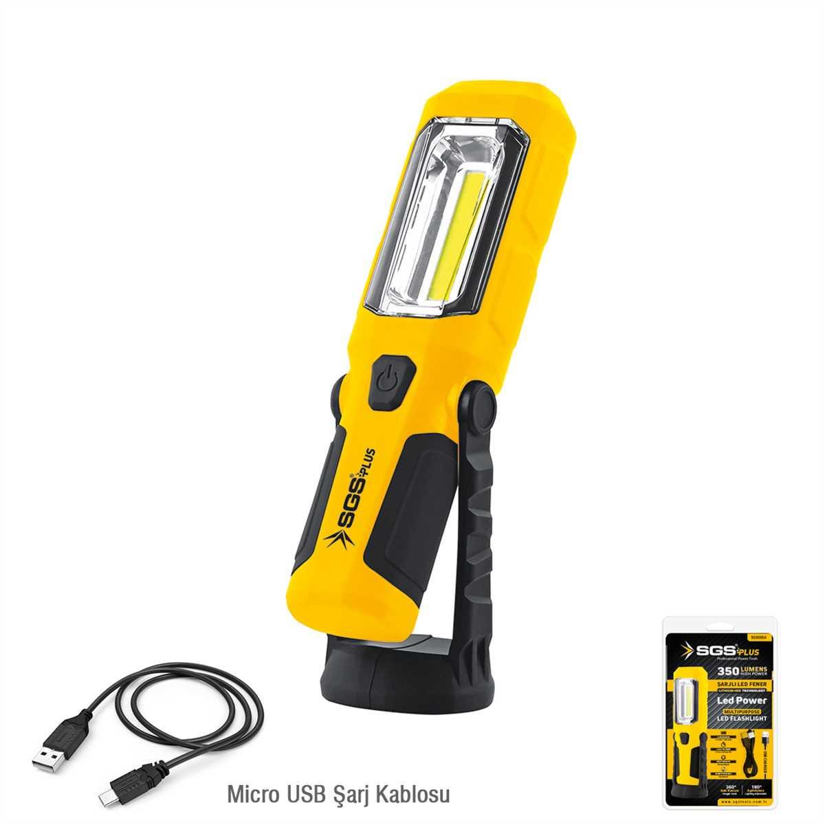 Sgs Şarjlı Led Fener 350Lmn 3.7V/1200 mAH SGS5054