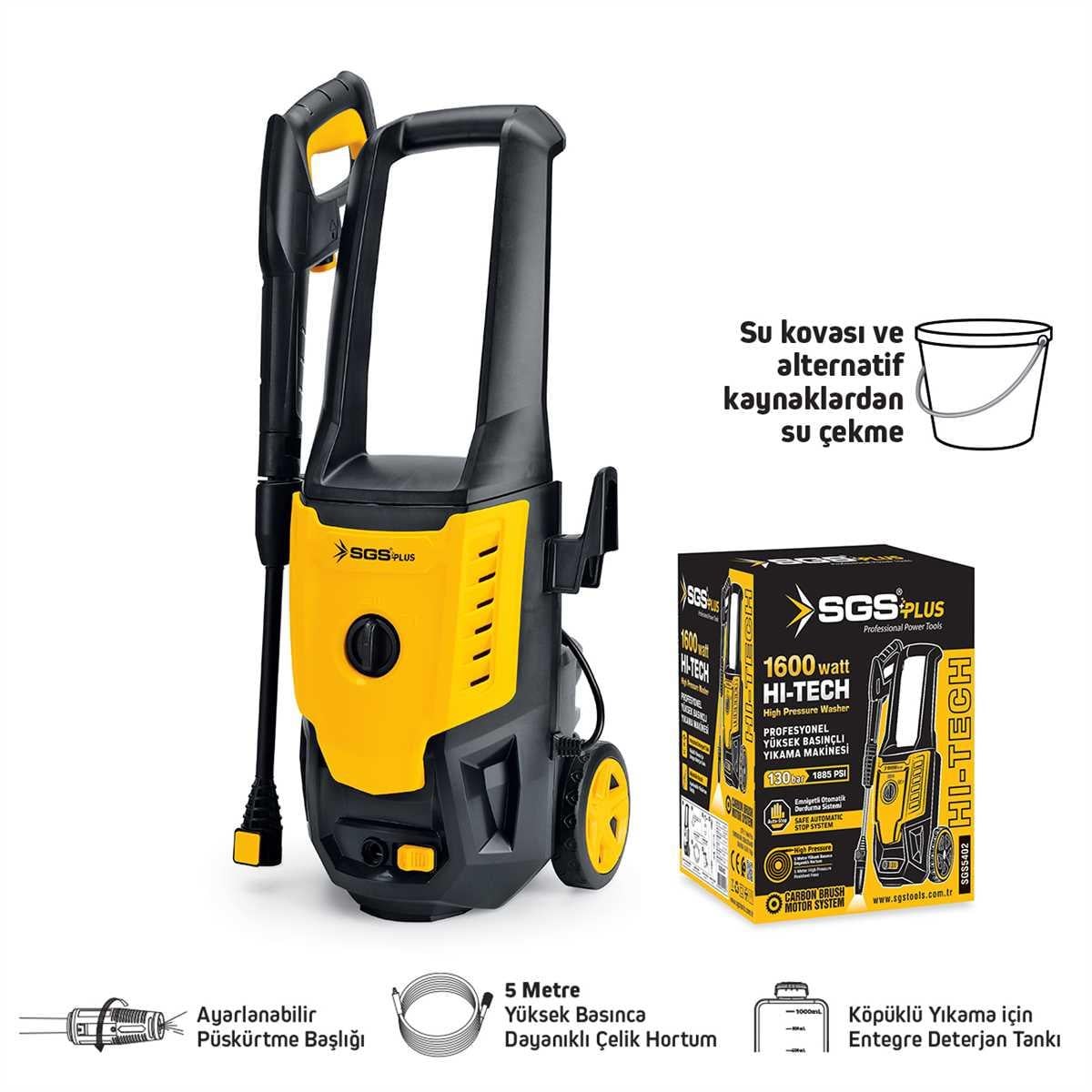 Sgs Yüksek Basınçlı Yıkama Makinası 1600Watt 130 BAR SGS5402