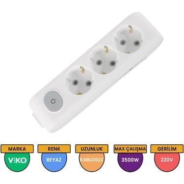 Viko 3'lü Topraklı Klemensli Grup Anahtar Priz