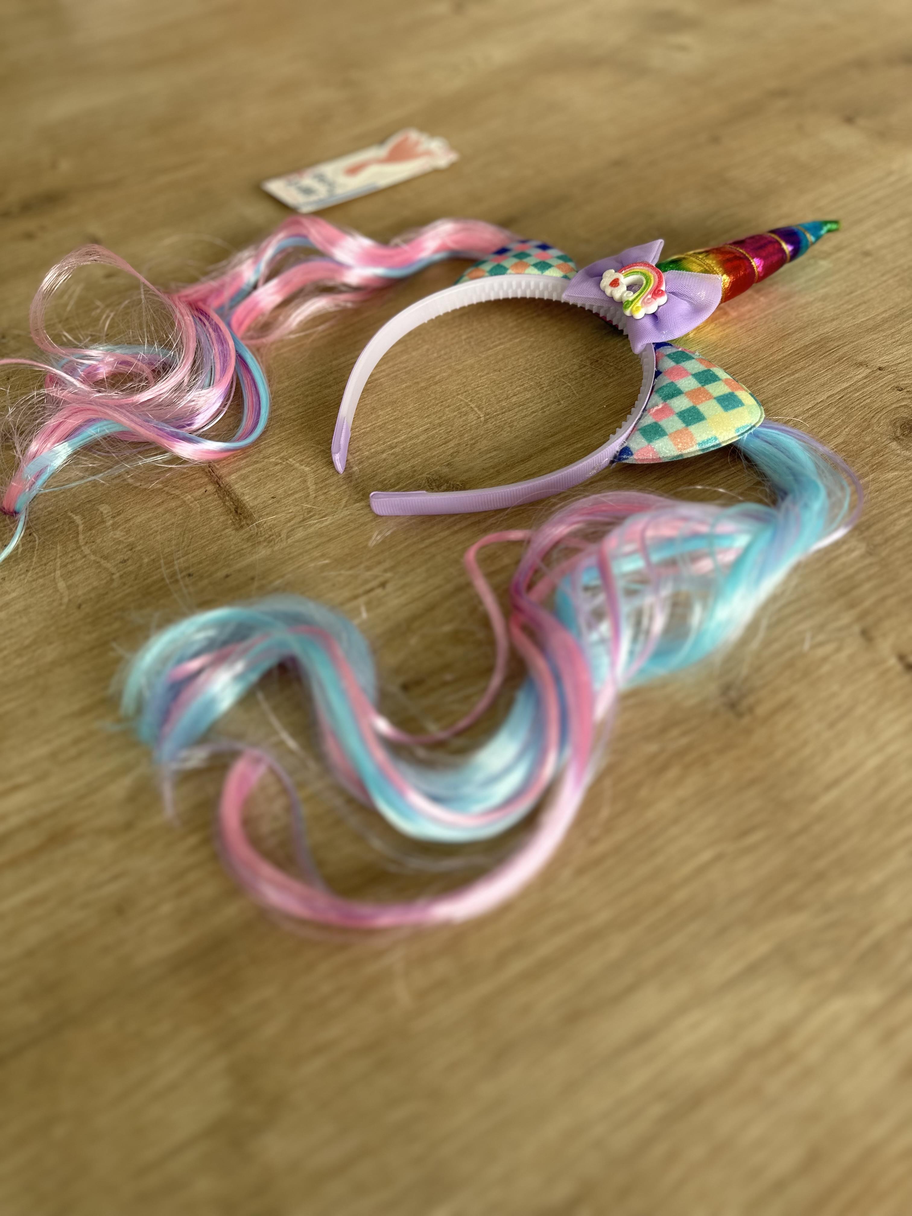 Mor Unicorn Saçlı Kız Çocuk Tacı