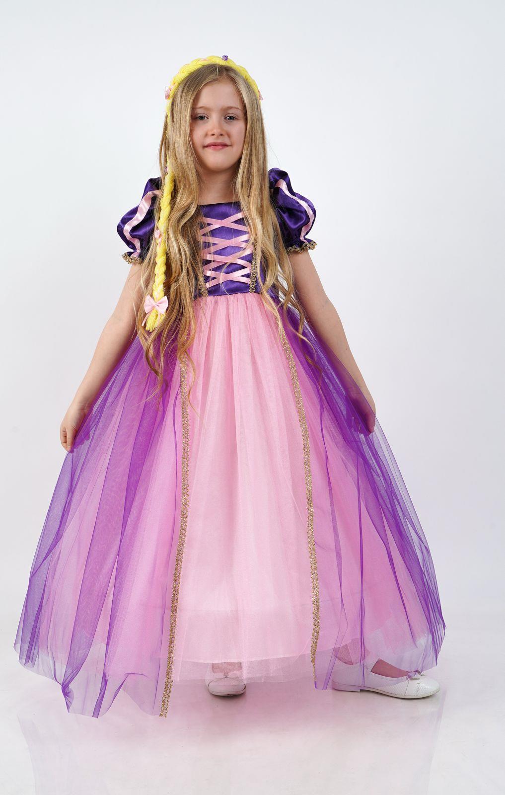 Rapunzel Prenses Kız Çocuk Parti Kostümü Doğum Günü Elbisesi